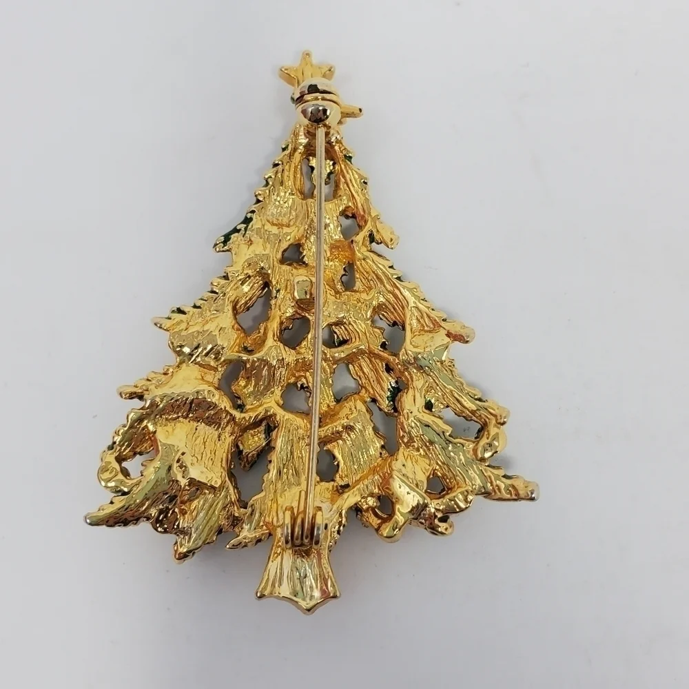 VINTAGE CHRISTMAS BROOCH LOT OF 4 TREES WREATH CHRISTOPHER RADKO WOMEN JEWELRY